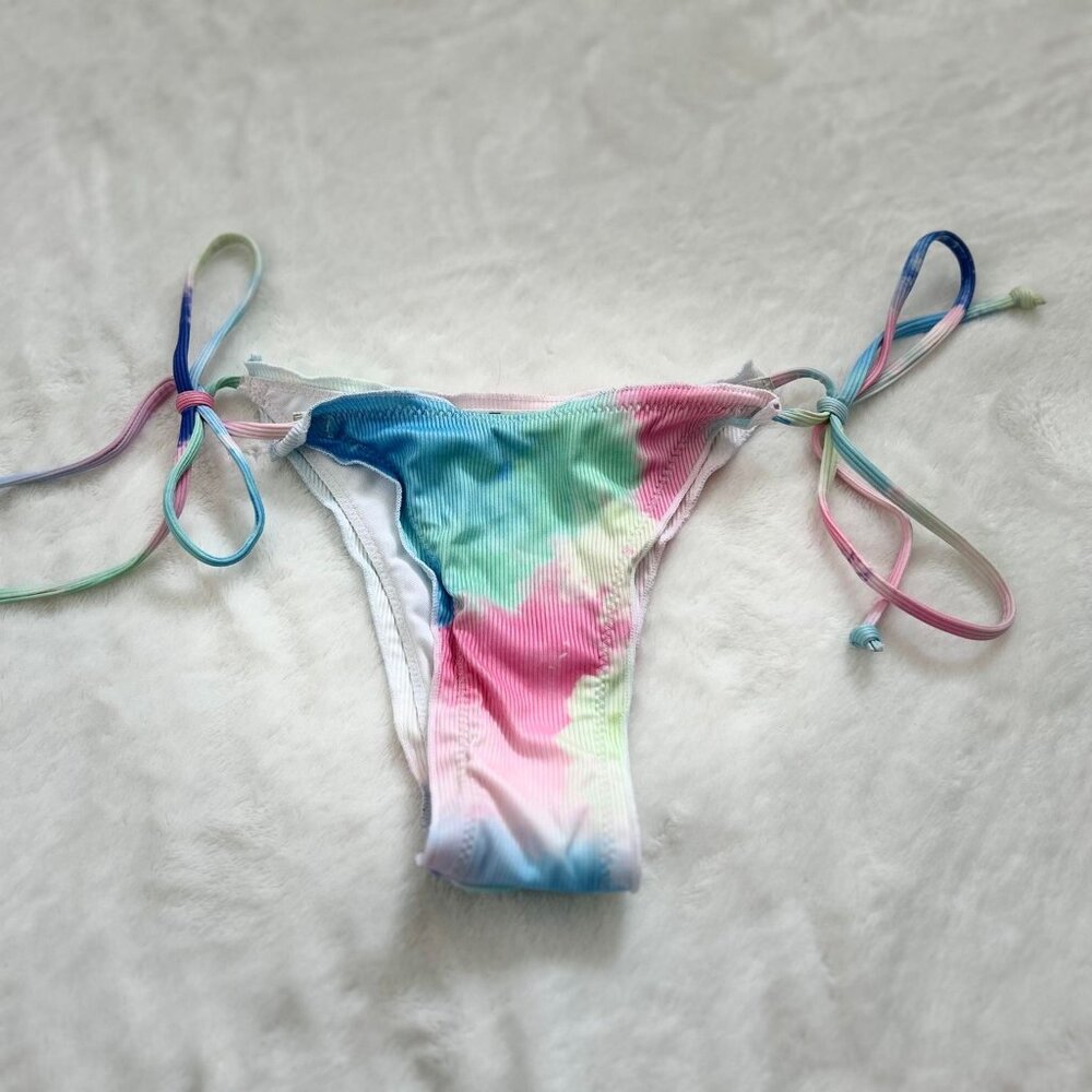 New Ribbed Brazilian Cut String Bikini Bottoms Only